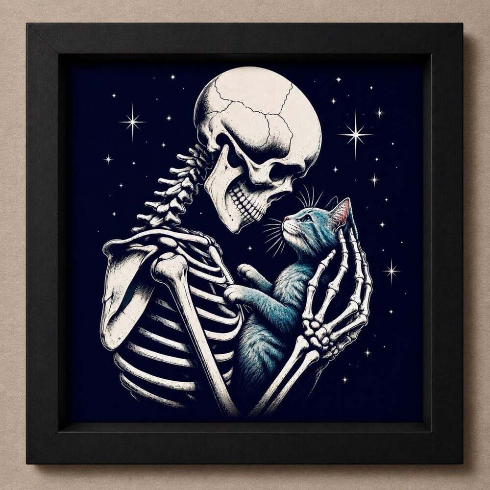 8 X 8 Black Framed Skeleton Holding Eecb
